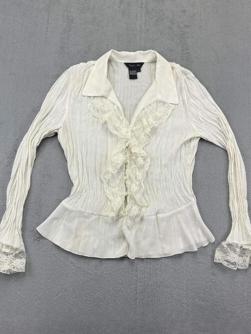 Chapter One Women's White Ruffle Blouse